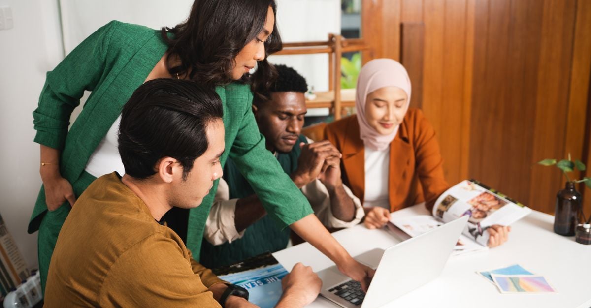 A group of work colleagues of diverse cultural backgrounds